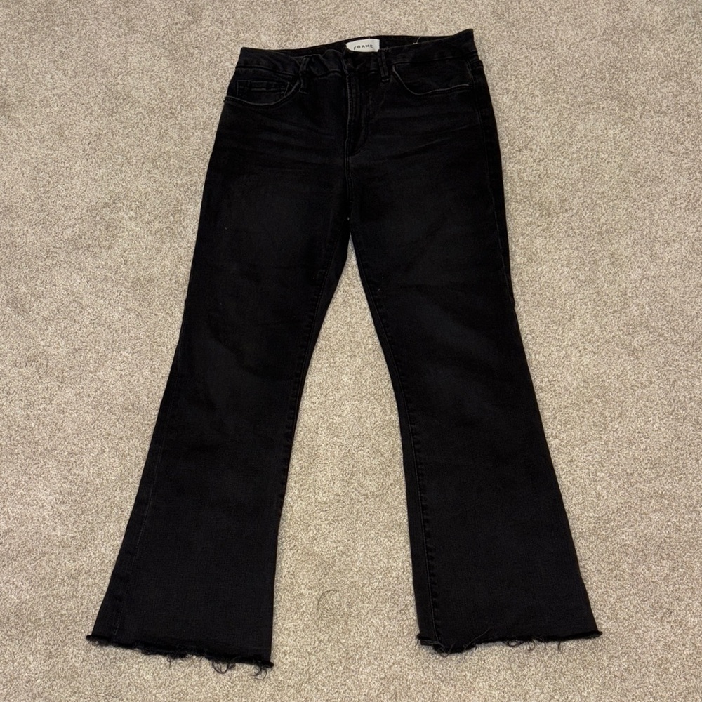 Frame denim black le Crop mini boot jeans size 28